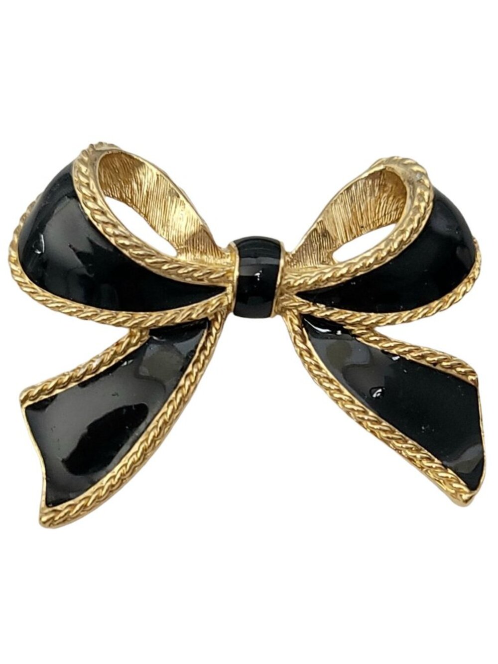 Kenneth Jay Lane KJL For Avon Gold-Tone Black Enamel Bead Enhancer Pendant